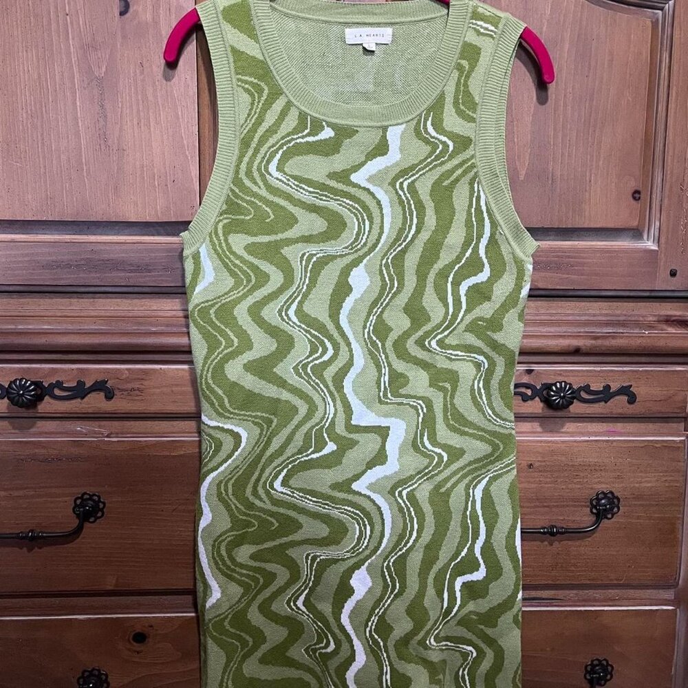 L.A. Hearts Green and Cream Knit Sweater Bodycon Dress